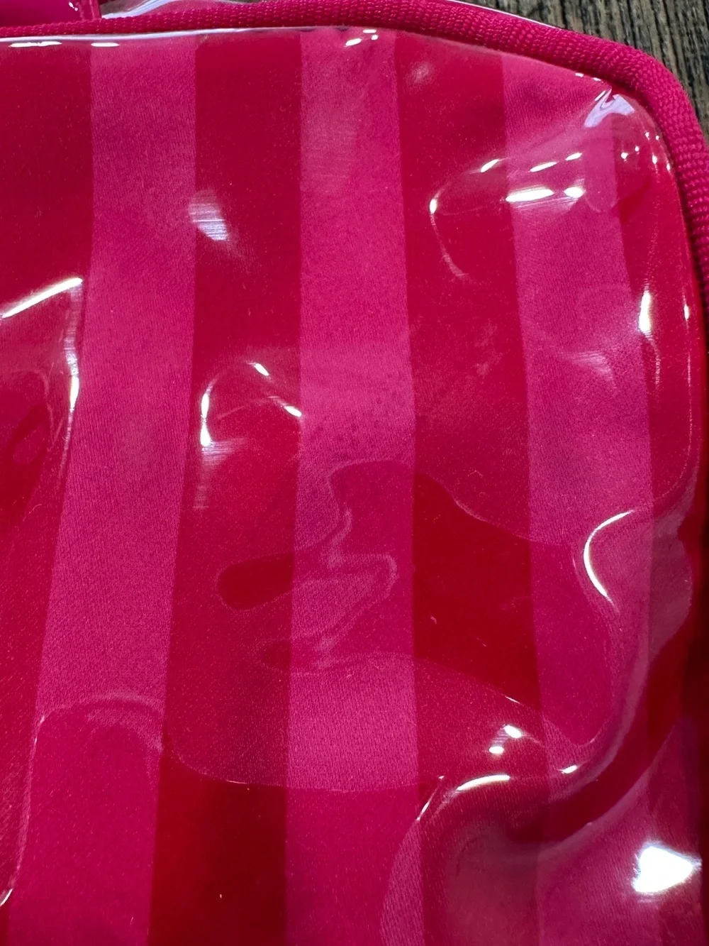 Victoria's Secret Hot Pink Clear Panel Travel Cosmetic Pouch